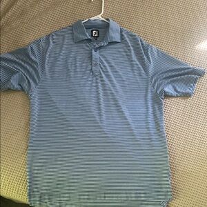 FootJoy Men's Navy and White Striped Polo